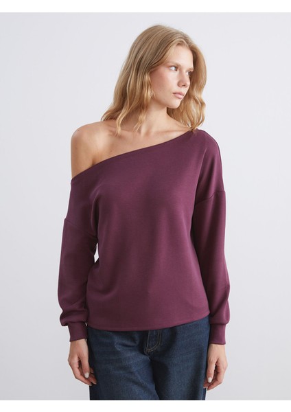 Yeni Sezon Kayık Yaka Kadın Sweatshirt