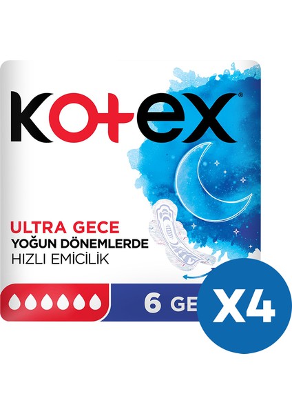 Ultra Hijyenik Ped Gece 6'lı (4 Paket)