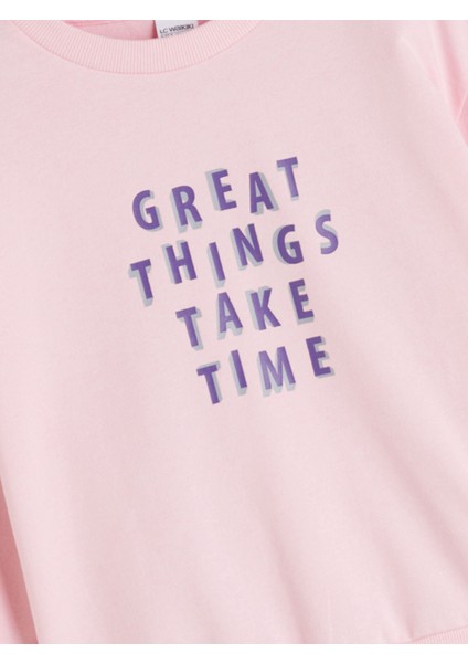 Yeni Sezon Bisiklet Yaka Baskılı Kız Çocuk Sweatshirt fiyatları
