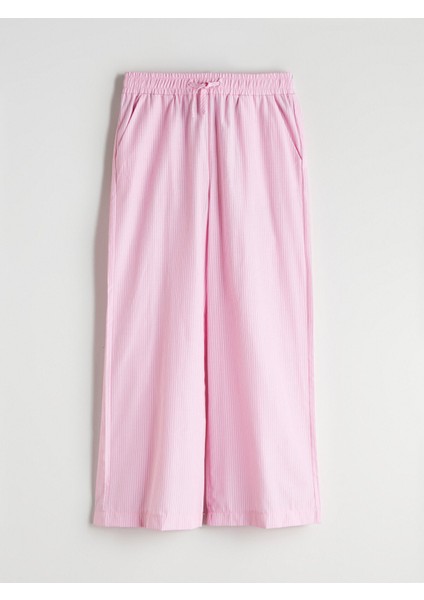 Yeni Sezon Beli Lastikli Çizgili Kız Çocuk Pantolon