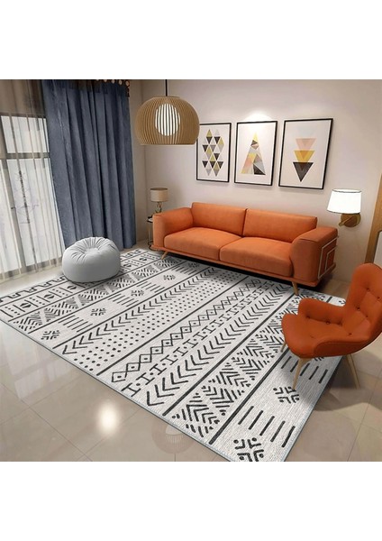 Guina Geometrik Beyaz Polyester ve Pamuklu Yıkanabilir Kaydırmaz Taban Dijital Baskı Halı fiyatları