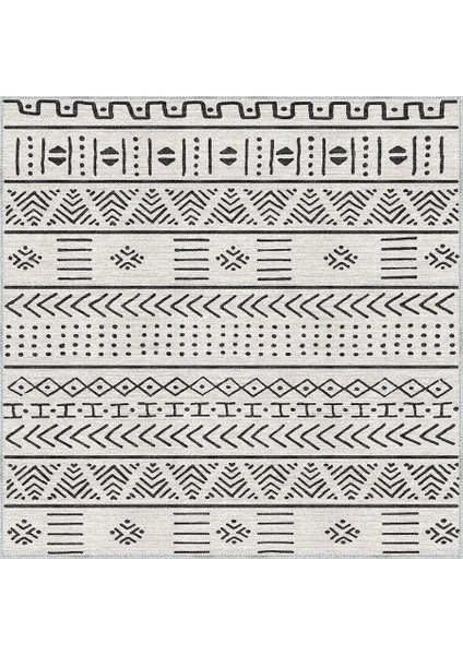 Guina Geometrik Beyaz Polyester ve Pamuklu Yıkanabilir Kaydırmaz Taban Dijital Baskı Halı indirimleri