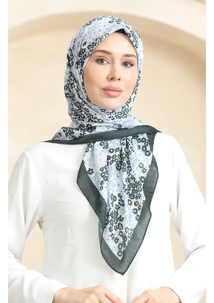 Desenli Soft Eşarp 70260-07 Siyah Gri