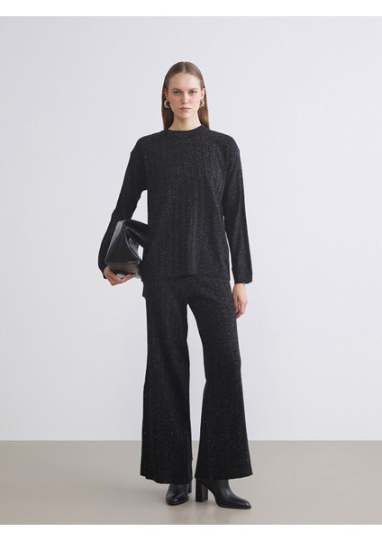 Yeni Sezon Bisiklet Yaka Simli Kadın Triko Kazak modelleri