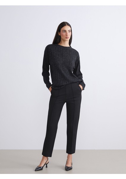 Yeni Sezon Bisiklet Yaka Simli Kadın Triko Kazak fırsatları