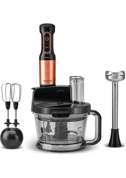 2000W Mutfak Robotu, Siyah ve Bakır Detaylar, Çok Fonksiyonlu ve Güçlü Tasarım