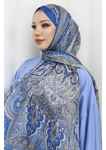 Etnik Desen Janjan Şal 70304-21 Mavi Bej modelleri