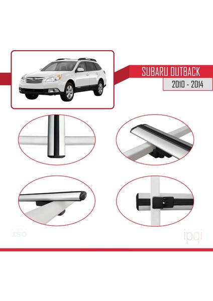 Subaru Outback 2010-2014 Arası ile Uyumlu Basıc Model Ara Atkı Tavan Barı Gri 2 Adet fırsatları