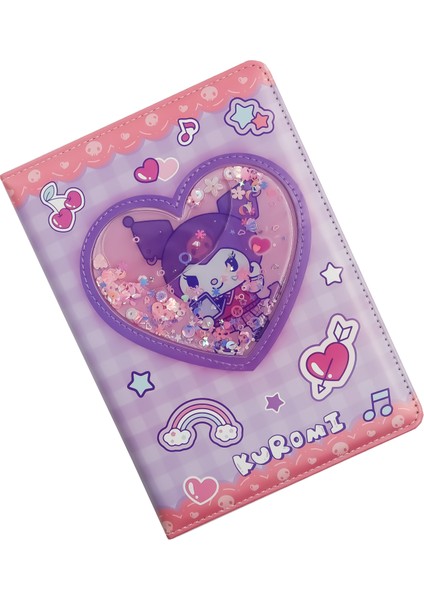 22X15 Kuromi Temalı Deri Kapaklı Sulu ve Hareketli Simli Defter | 120 Yaprak M2
