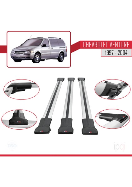Chevrolet Venture 1997-2004 Arası ile Uyumlu Fly Model Ara Atkı Tavan Barı Gri 3 Adet fırsatları
