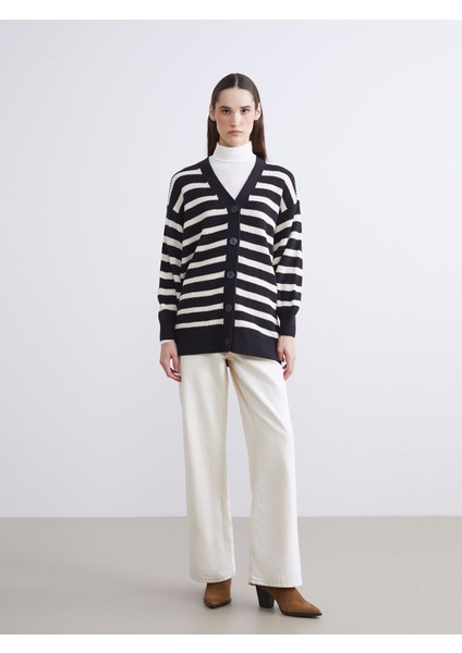 Yeni Sezon V Yaka Çizgili Kadın Triko Hırka fiyatları
