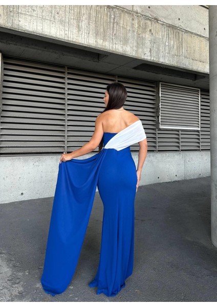 Esnek Krep Kumaş Tek Omuz Aller Detay Garnili Abiye Elbise 583320 Saks fırsatları