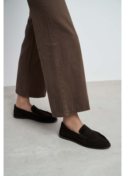Elisha Kahve Hakiki Süet Düz Taban Loafer Kadın Ayakkabı fiyatları