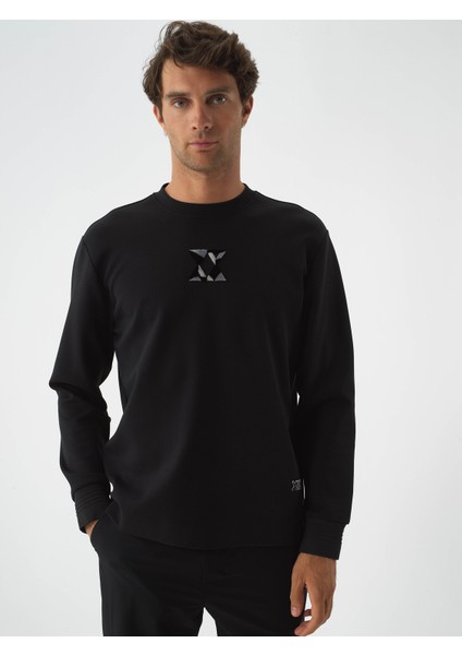 Erkek Siyah Pamuk Dokulu Regular Fit Sweatshirt fiyatları