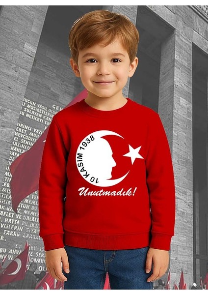 Unisex Ay Yıldızlı 19 Mayıs 29 Ekim 23 Nisan 10 Kasım Atatürk Çocuk 3 Iplik Şardonlu Sweatshirt modelleri