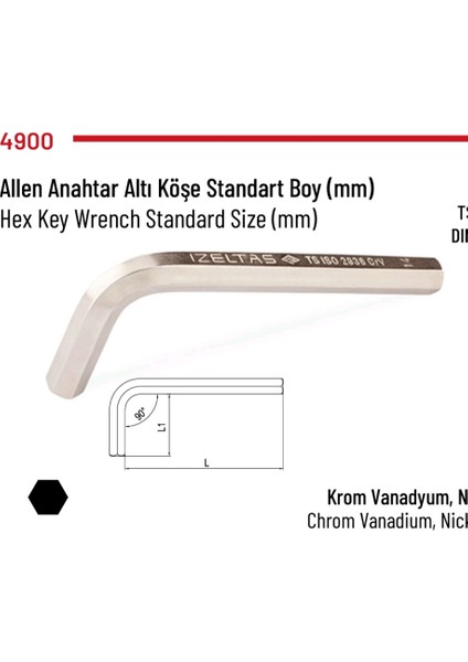 Alyan (Allen) Anahtar Altı Köşe 9mm