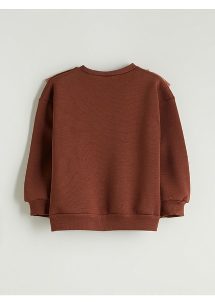 Yeni Sezon Bisiklet Yaka Çiçekli Kız Çocuk Sweatshirt 2'li fırsatları