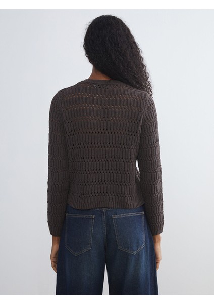 Yeni Sezon Bisiklet Yaka Ajurlu Kadın Triko Hırka fırsatları