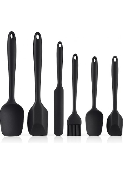 Isıya Dayanıklı Yanmaz Yapışmaz Silikon Spatula Seti 6 Parçasiyah