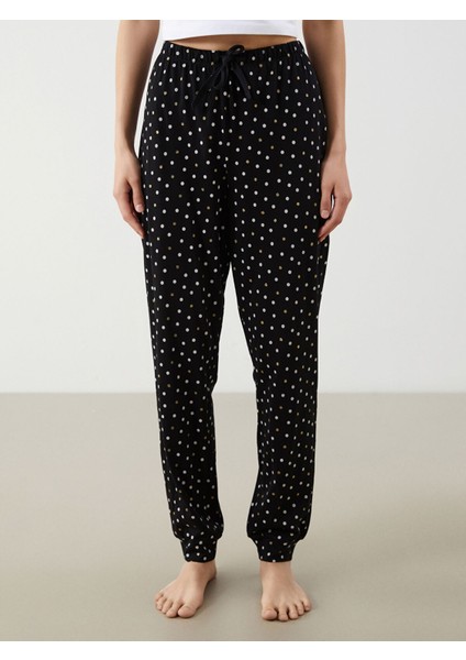 Yeni Sezon Beli Lastikli Puantiyeli Kadın Jogger Pijama Altı modelleri