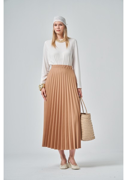 Kadın Plise Etek Camel 30390
