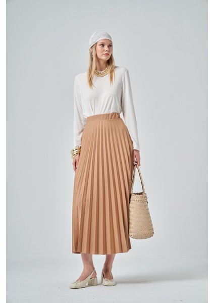 Kadın Plise Etek Camel 30390 fiyatları