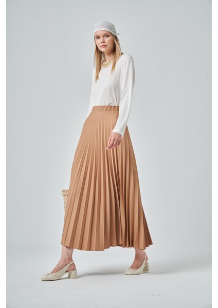 Kadın Plise Etek Camel 30390 fırsatları