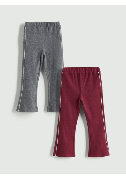 Yeni Sezon Beli Lastikli Ispanyol Paça Kız Çocuk Tayt 2'li