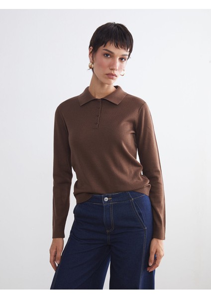 Yeni Sezon Polo Yaka Kadın Triko Kazak