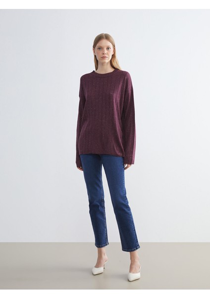 Yeni Sezon Bisiklet Yaka Simli Kadın Triko Kazak fırsatları