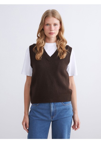 Yeni Sezon V Yaka Kadın Triko Süveter