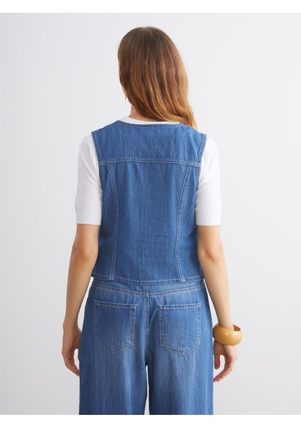 Yeni Sezon V Yaka Kadın Jean Yelek fırsatları