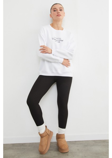 3 Iplik Manhattan Baskılı Bisiklet Yaka Sweatshirt fiyatları