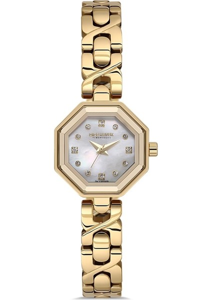 DK.1.AG1420.05 Taşlı Tasarım Çelik Kordon Çelik Kasa 5 Atm Suya Dayanıklı Altın Renk Kadın Kol Saati