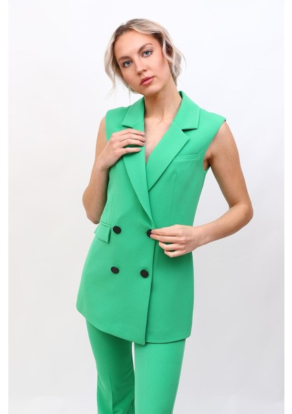 Erkek Yaka Blazer Yelek-Yeşil fiyatları