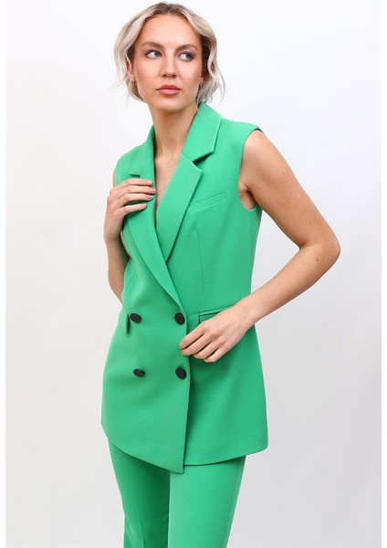 Erkek Yaka Blazer Yelek-Yeşil modelleri