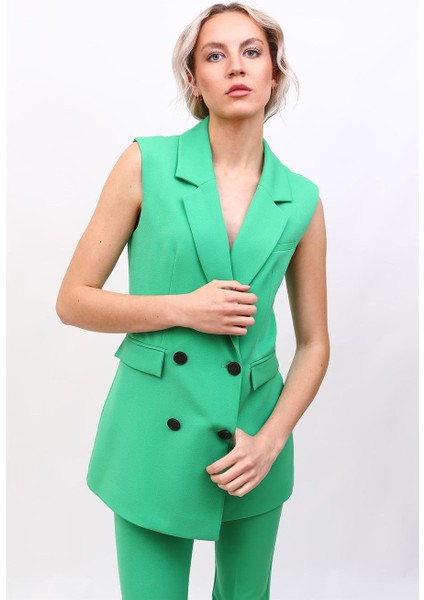 Erkek Yaka Blazer Yelek-Yeşil fırsatları