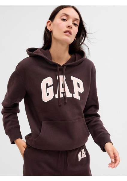 Kadın Kahverengi Gap Logo Fleece Sweatshirt modelleri