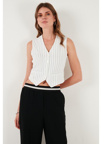 Streç Fitted Fit V Yaka Düğmeli Yelek Bayan Yelek 5865971 fırsatları