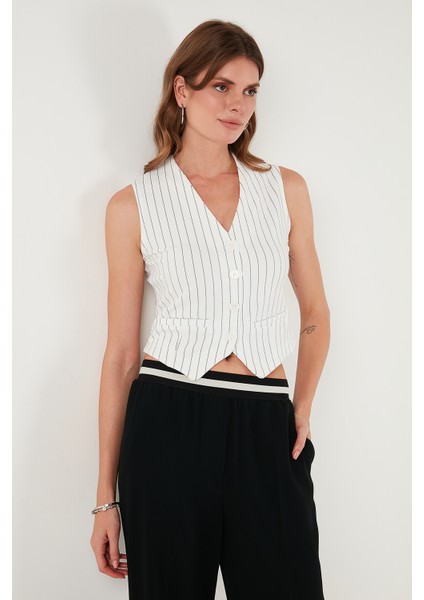 Streç Fitted Fit V Yaka Düğmeli Yelek Bayan Yelek 5865971 indirimleri