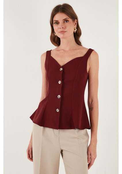 Fitted Fit V Yaka Düğmeli Yelek Bayan Yelek 611FYL145 modelleri