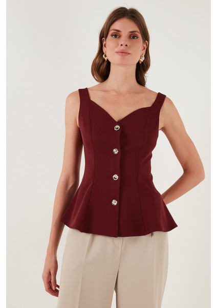 Fitted Fit V Yaka Düğmeli Yelek Bayan Yelek 611FYL145 indirimleri
