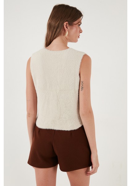 Regular Fit V Yaka Yumuşak Dokulu Düğmeli Yelek Bayan Yelek 4615241