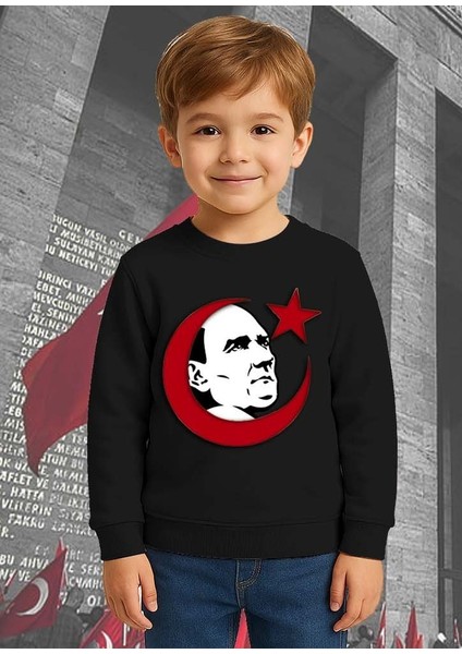 Unisex Ay Yıldızlı 19 Mayıs 29 Ekim 23 Nisan 10 Kasım Atatürk Çocuk 3 Iplik Şardonlu Sweatshirt fiyatları