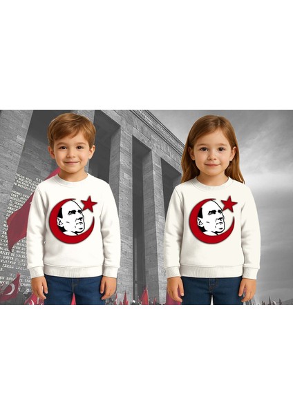 Unisex Ay Yıldızlı 19 Mayıs 29 Ekim 23 Nisan 10 Kasım Atatürk Çocuk 3 Iplik Şardonlu Sweatshirt fiyatları