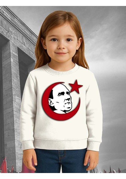 Unisex Ay Yıldızlı 19 Mayıs 29 Ekim 23 Nisan 10 Kasım Atatürk Çocuk 3 Iplik Şardonlu Sweatshirt modelleri