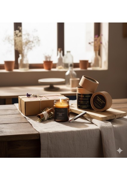 %100 Doğal, Amber Kokulu Mum, Konsept Hediyelik Mum, Kibrit, Bolluk Bereket Tütsü Demeti fiyatları