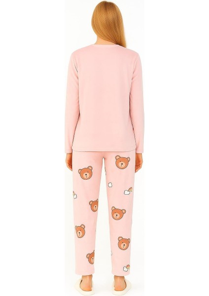 Kadın 13313-2253 Uzun Kol Kadife Pijama Takımı Somon fiyatları