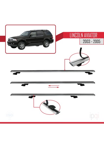 Lincoln Aviator 2003-2005 Arası ile Uyumlu Basıc Model Ara Atkı Tavan Barı Gri 2 Adet indirimleri