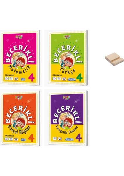 4. Sınıf Becerikli Matematik Türkçe Sosyal ve Paragraf Soru Bankası 4lü Set + Telefon Standı